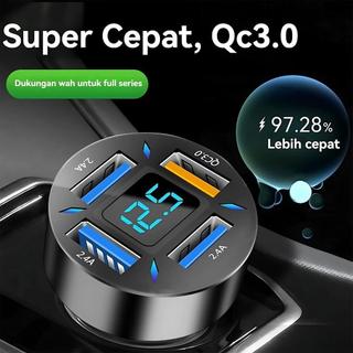 Bộ sạc ô tô 4 cổng USB 66W, sạc nhanh USB3.0 100W, màn hình LED kỹ thuật số, an toàn, tốc độ cao, dành cho iOS/Android.