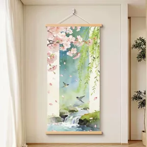 Nhỏ Tươi Dopamine Màu Phù Hợp Với Ấn Tượng Phong Cách Hoa Phòng Khách Phòng Ngủ Nghệ Thuật Trang Trí Cuộn Gỗ Chắc Chắn Tranh 6.24