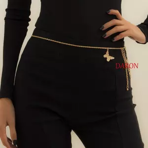 DARON Nữ Dây Thắt Lưng Đơn Giản Cá Tính Bướm Ngọc Trai Kim Loại Bikini Dây Thắt Lưng Punk Thắt Lưng