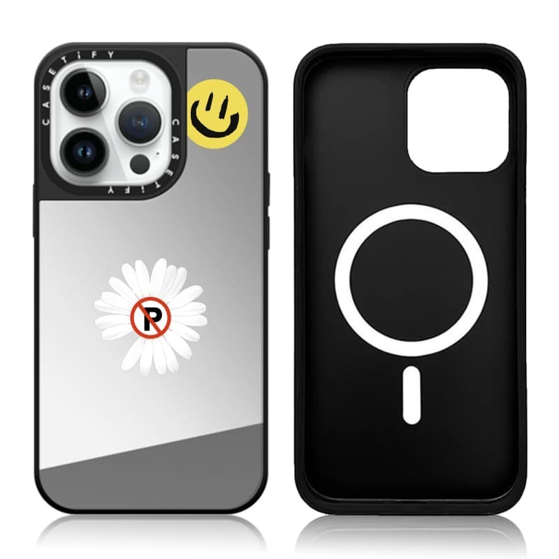 CASECASE X G-DRAGON Không có hoa cúc cho phép hút từ tính Vỏ iPhone Gương đen & bạc IPhone 17 16 15 14 13 Pro Max Plus Ốp lưng cứng có hộp khắc logo