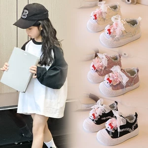 Giày bé | Bé gái vải jean đính búp bê lưới đế dày chống trượt | Đi chơi hằng ngày đi học ngoài trời