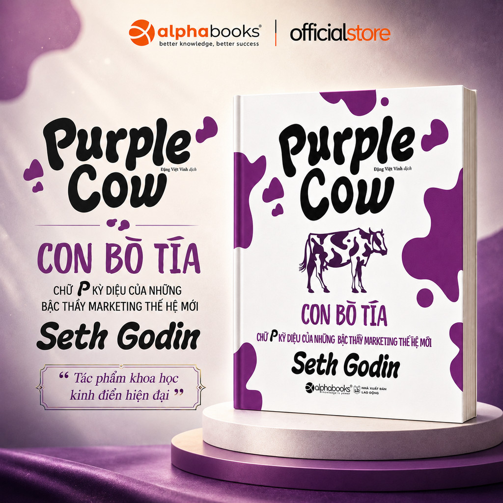 Sách - Con Bò Tía - Purple Cow - Chữ P Kỳ Diệu Của Những Bậc Thầy Marketing Thế Hệ Mới (Alpha Books)
