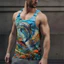 Áo ba lỗ in hình cá heo Kawaii 3D mới dành cho nam mùa hè Áo Vest hoạt hình thông thường, Áo thun Unisex