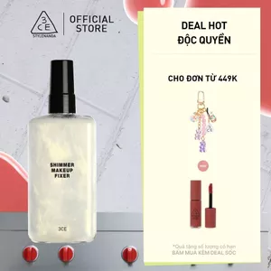 Xịt Khóa Nền 3CE Shimmer Makeup Fixer Tia Sương Mỏng Nhẹ, Bền Chắc Lâu Trôi, Hiệu Quả Giữ Ẩm Căng Bóng