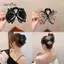 AqToCna Thanh Lịch Lưới Nơ Kẹp Tóc Nữ Đuôi Ngựa Móng Vuốt Kẹp Lấp Lánh Kim Cương Giả Kẹp Tóc Bé Gái Mũ Đội Đầu Phụ Kiện Tóc Quà Tặng AqToCna