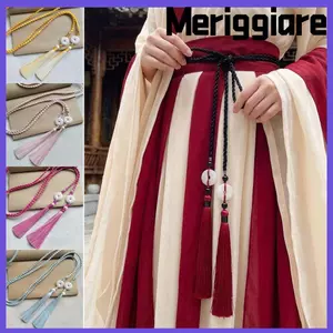 MERIGGIARE Dây thắt lưng mặt dây chuyền, Dây buộc thắt lưng Hanfu truyền thống phong cách, Dây thắt lưng dệt tay cổ điển dành cho nam nữ