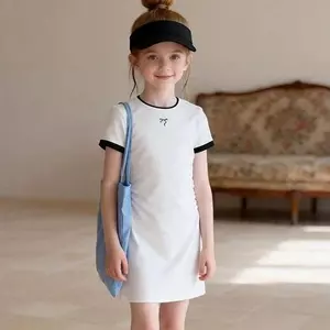 Váy tươi bé gái (90-150) Váy thường ngày màu tương phản thời trang phong cách Hàn Quốc