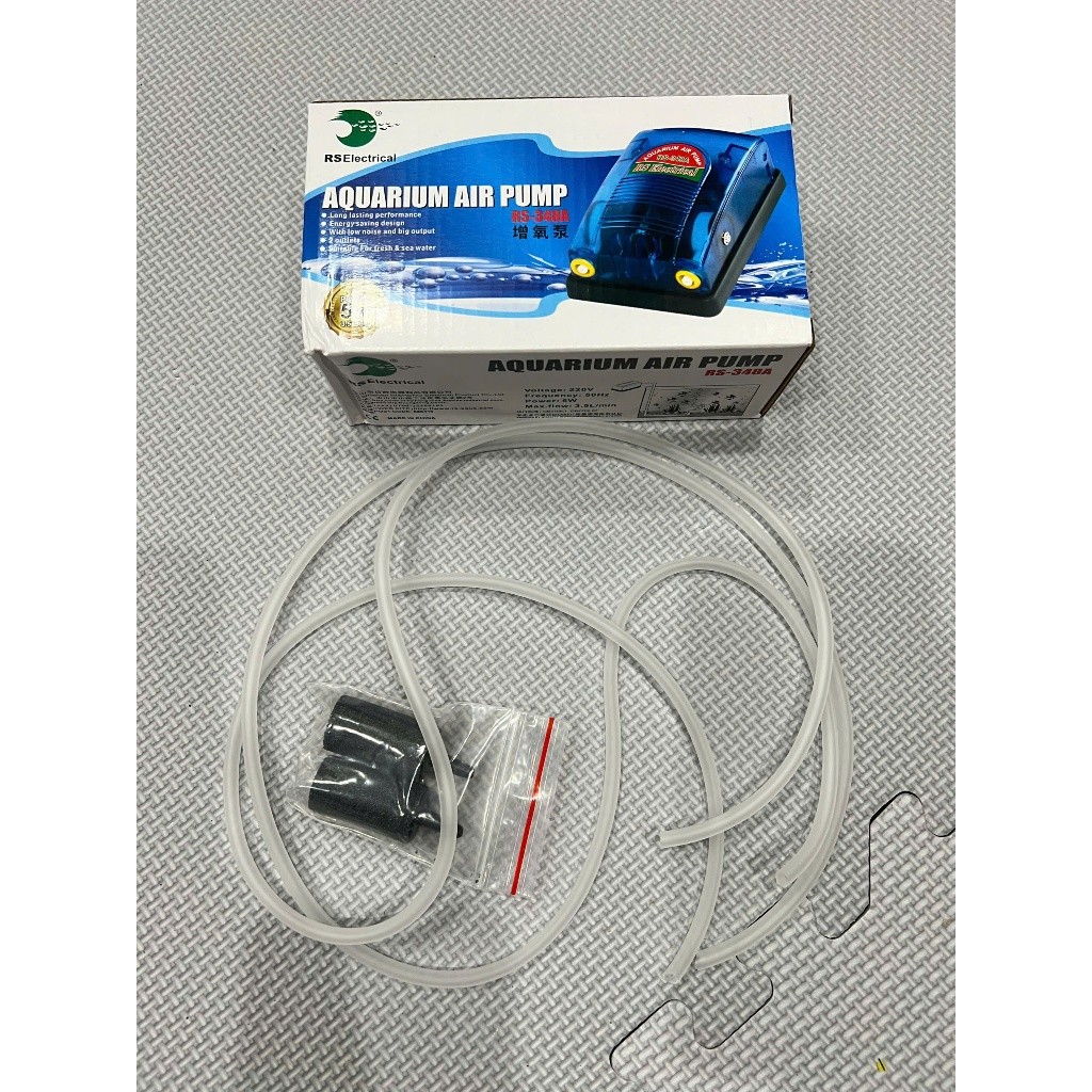 Máy Sủi Khí Oxy 2 Vòi RS 348A tặng kèm 2 bộ dây quả sủi (Máy sục khí oxy dành cho bể cá cảnh)