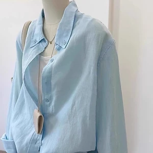 Premium Loose Slim Dài Tay Linen Kem Chống Nắng Thường Lười Áo Sơ Mi Mỏng Top Jacket Áo Sơ Mi