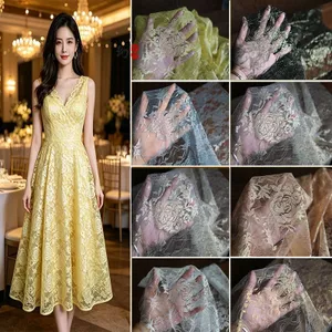 Gilt Rose Jacquard Ren Vải Gạc Trong Suốt Sang Trọng Đắt Váy Váy Sườn Xám Hanfu Thiết Kế Vải 6.29