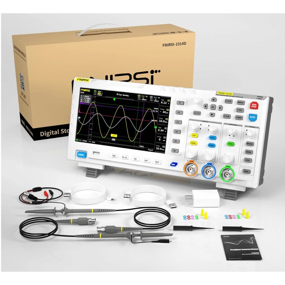 Máy hiện sóng số FNIRSI® 1014D – Oscilloscope 2 trong 1 kèm bộ tạo tín ...