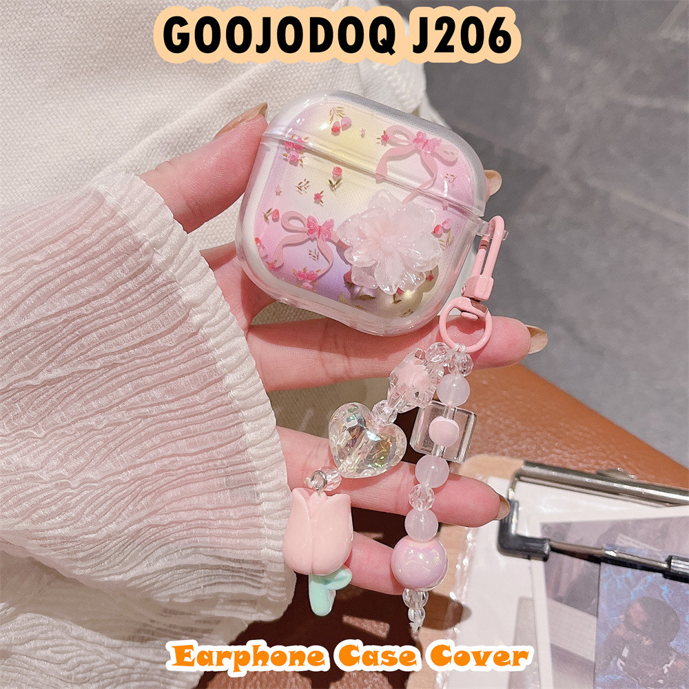 GOOJODOQ [Ngôi sao tương lai] Dành cho Ốp lưng GOOOJDOQ J206 Vỏ tai nghe silicon mềm Họa tiết bướm màu hồng