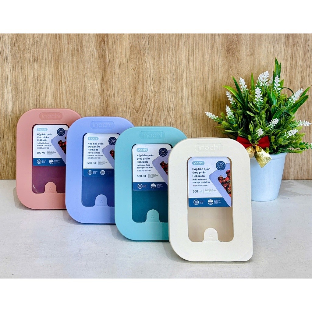 [MÃ MỚI] Hộp bảo quản thực phẩm Inochi nắp silicone, nhựa PP an toàn, tiện dụng