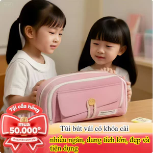 Hộp bút kiểu Nhật, Túi bút vải bố nhiều ngăn dành cho học sinh，Túi đựng văn phòng phẩm dung tích lớn