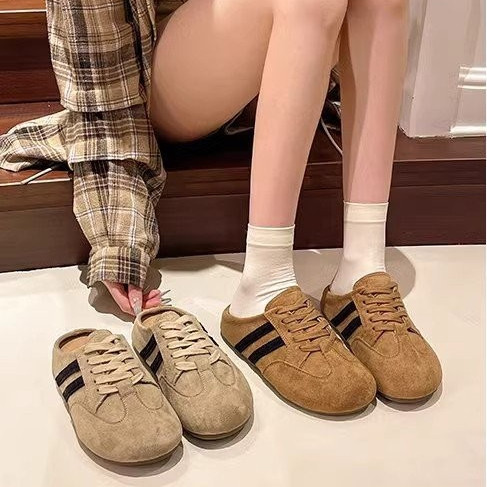 Mùa Hè Phong Cách Mới Phối Ren Bên Ngoài Mặc Thường Ngày Slip-On Lười Nửa Dép Thời Trang Retro Nhẹ Thoải Mái Mặc Bên Ngoài Hàng Ngày Đế Dày Giày Tập Luyện Đức Nhà Máy Giá Bán Buôn