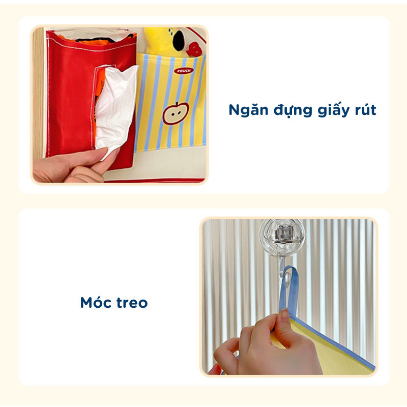 Túi đựng đồ treo tường nhiều ngăn Dinohome, Túi vải Canvas treo tường hoạt hình dễ thương