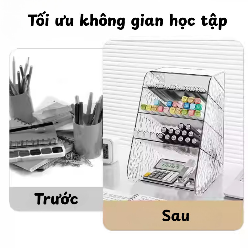 Hộp Đựng Bút Để Bàn Vân Kim Cương Acrylic, Thiết Kế Nghiêng, Chống Bám Bụi, Dùng Cho Học Sinh Văn Phòng DINO