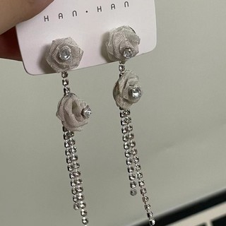 1 đôi bông tai tua rua hoa, nữ phong cách rừng