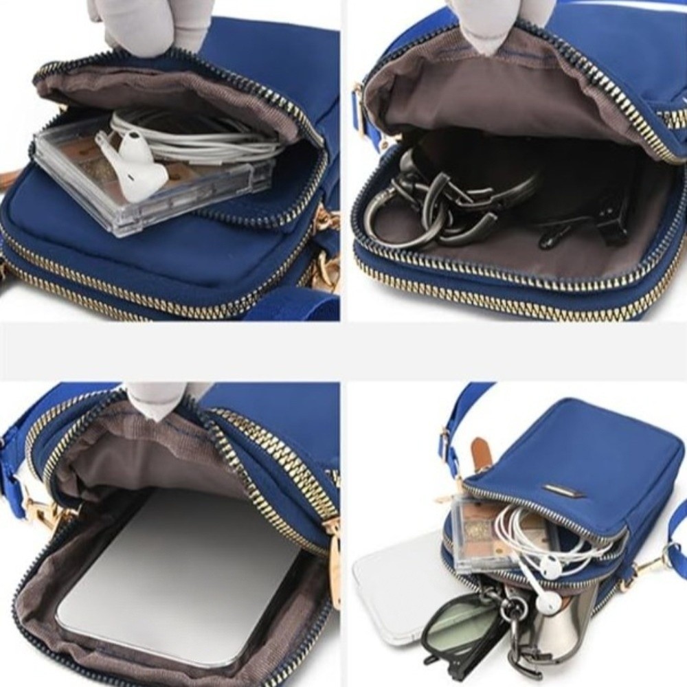 Túi chéo HOBBYIN nylon vuông chống thấm nước, nhiều ngăn, dây đeo rộng điều chỉnh, dùng ngoài trời