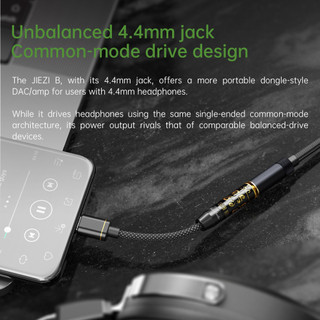 FiiiO JIEZI USB DAC AMP Type-C sang 3,5mm / Bộ chuyển đổi tai nghe 4.4mm không cân bằng Cáp USB-C Bộ giải mã DSD cho Android