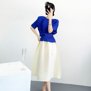 Miyake Blouse Layered Design Cho Mùa Hè, Phong Cách Mới, Màu Nóng