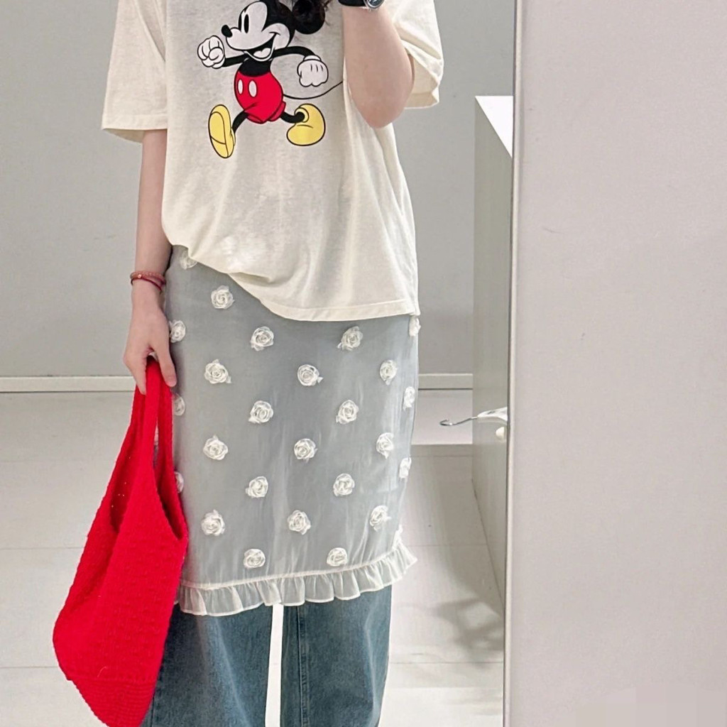 Milyfashion Váy Ren Cao Cấp Niche Phong Cách Mới Ba Chiều Hoa Co Giãn Eo Mông Rèm Quần Áo Nữ