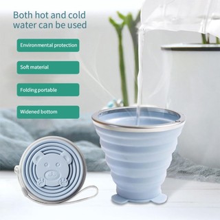 LOOKSHOW 180ml / 270ml Cốc nước gấp silicon di động có nắp và dây buộc Kính thiên văn chịu nhiệt có thể gập lại có thể gập lại để cắm trại du lịch E3W3