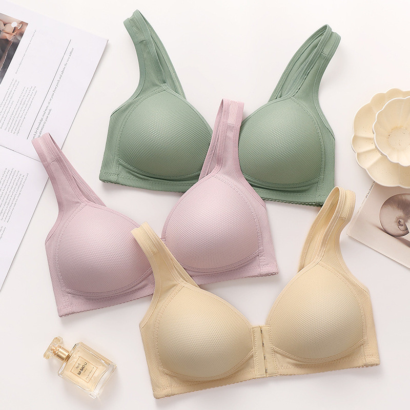 Khóa trước cỡ lớn mới và lớn không có vòng thép đồ lót mỏng dành cho nữ, tập hợp gợi cảm, điều chỉnh chống chảy xệ, áo ngực thoải mái và thoáng khí