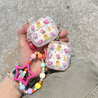 Pink Peppa Pig cho AirPods 1 / 2 3 Pro Pro2 Airpod4 Bộ tai nghe Vỏ bảo vệ Bluetooth không dây AirPods Pro 3 4 Vỏ bảo vệ tai nghe