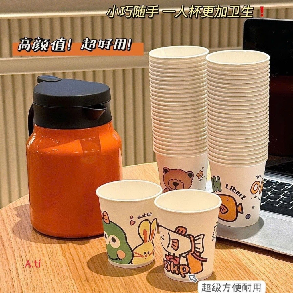 Set 50 cốc giấy dùng 1 lần chịu nhiệt  hình capybara