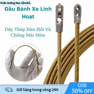 Dây Mồi Luồn Dây Ống Ghen – Cáp Lụa 4mm Có Bi Tròn Đầu Bánh Xe – Dây Thép Hợp Kim Chống Gãy Dài 5m 10m 15m
