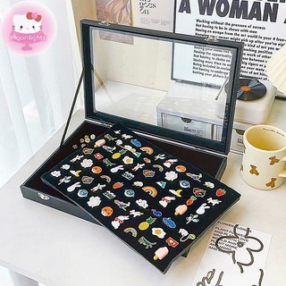 Moonlights Thanh Huy Hiệu Hộp Bảo Quản Trong Suốt Chống Bụi Ngực Pin Hộp Huy Chương Hiển Thị Đứng Da Trang Sức Bộ Sưu Tập Huy Chương Khung Trưng Bày EN