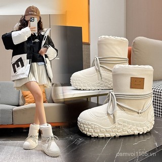 Giày thể thao ngoài trời cho nữ: bốt cotton giữ ấm, trượt tuyết chống nước chống trượt
