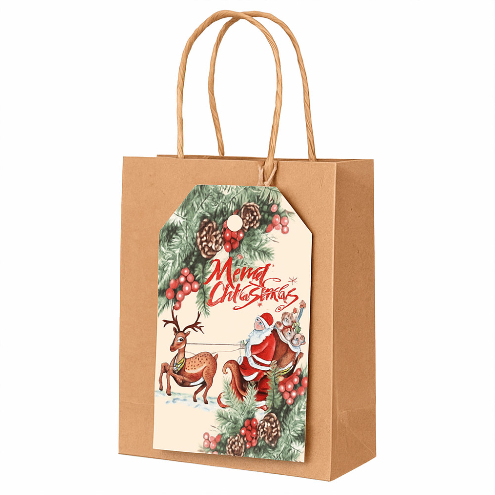 NORBORTO 48 Chiếc Thẻ Giáng Sinh, Ông Già Noel Nai Sừng Tấm Giáng Sinh DIY Thẻ, Vintage Có Dây Giấy Giáng Sinh Treo Nhãn Trang Trí Tiệc
