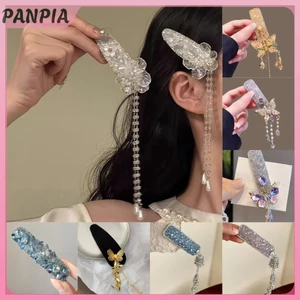 PNPIA- Kẹp Tóc Pha Lê Sang Trọng Thời Trang Vintage Trái Tim Hồng Kim Cương Giả Kẹp Tóc Bạc