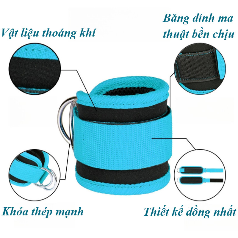 Set Quấn Cổ Chân Tập Gym 1 Đôi - Kèm 3 Dây Kháng Lực, Chất Liệu Mềm, Hỗ Trợ Tập Chân & Mông