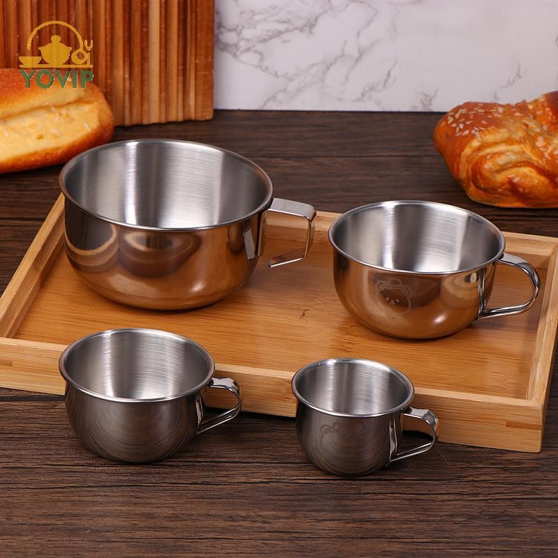 Cốc nước inox YOVIP 304 có tay cầm Cốc cà phê sữa chống bỏng Cốc uống nước cho trẻ em Đồ uống học sinh Việt Nam