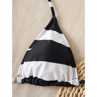 Nữ Swsimtui Đen Trắng Bóng Dây Hai Mảnh Bikini Đồ Bơi