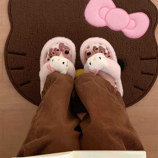 XIXITIAO Giày Cotton Nữ Thích Hợp Mùa Thu Đông Họa Tiết Da Báo Phù Hợp Mang Ở Nhà Đế Mềm