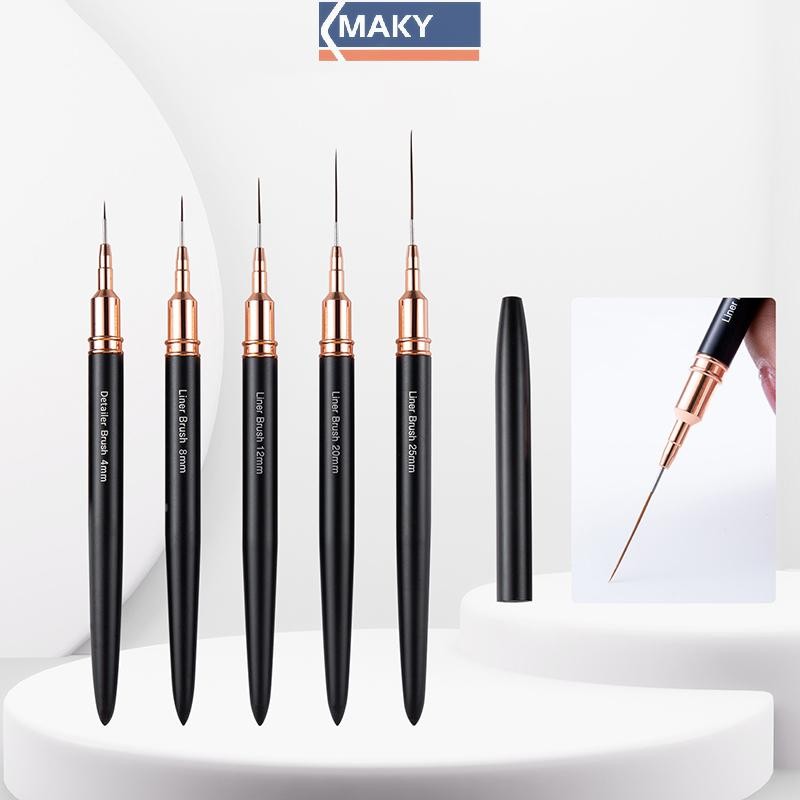 Onetimingcool Nail Liner DIY Vẽ Paing Đường Hoa Sọc Bút 4mm-25mm Tay Cầm Kim Loại Móng Tay Nghệ Thuật Bàn Chải Có Nắp Bàn Chải Móng Tay VN