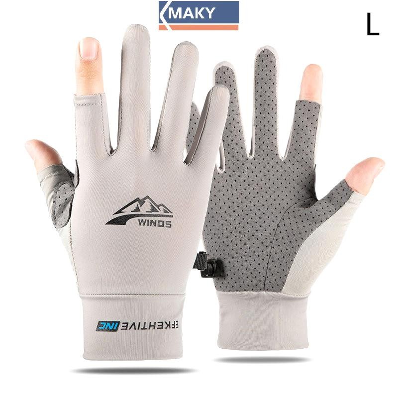 Onetimingcool Găng Tay Mùa Hè Nữ Mỏng Ice Silk Chống Tia Cực Tím Sương Ngón Tay Màn Hình Cảm Ứng Lái Xe Chống Trơn Trượt Găng Tay Thoáng Khí VN