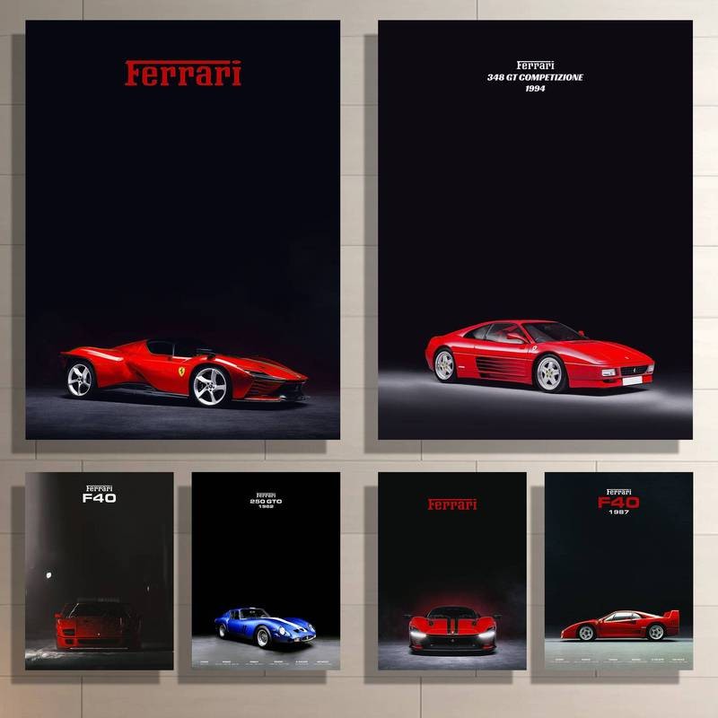 Ferrari Xe Thể Thao Năng Động Nghệ Thuật In Hình Nhà Trang Trí Tường Canvas Poster