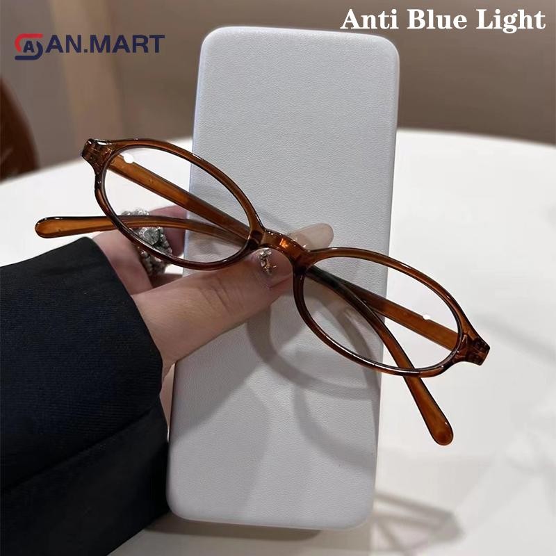 Bigdealssuper Retro Khung Nhỏ Bé Gái Kính Mắt Phong Cách Thời Trang Retro Hình Bầu Dục Kính Mắt Nữ Trang Trí Máy Tính Chống Xanh Kính Mắt Siêu
