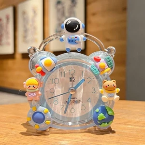 Đồng hồ báo thức dễ thương cho bé | Đồng hồ để bàn chủ đề phi hành gia, chạy êm, trang trí phòng học