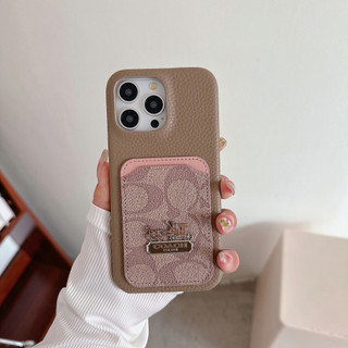 Khe cắm thẻ có hoa văn vải thiều nửa túi thời trang Vỏ điện thoại da cho iphone 17 17Air 16 15 14 13 12 11 Pro Max Plus XsMax XR X Xs Mini 16E Caseing