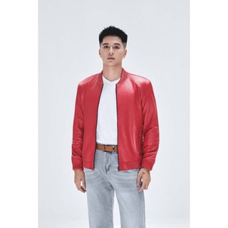 Áo khoác da cừu nam Bomber Jacket bo chun da cao cấp Fttleather bền bỉ - áo da trẻ trung AD602C
