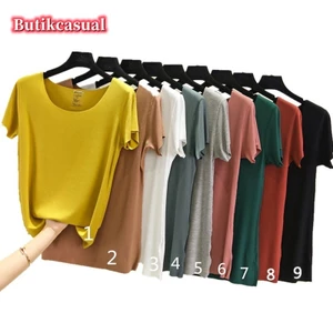 Áo thun Cotton liền mạch nữ modal trơn mỏng áo sơ mi nữ màu trơn Áo thun nữ hàng đầu