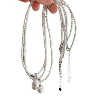 N1071  Vòng Cổ Dây Chuyền Ngọc, Chuỗi Hạt Ngọc Trai Nhân Tạo Trắng Mặt Ngọc, Sang Trọng Cho Nữ