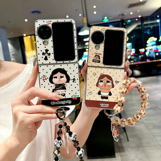 Ốp điện thoại gấp cho Oppo Find N2 N3 Flip Leather Plated Wave Point Crying Baby Bracelet Vỏ điện thoại TPU cứng