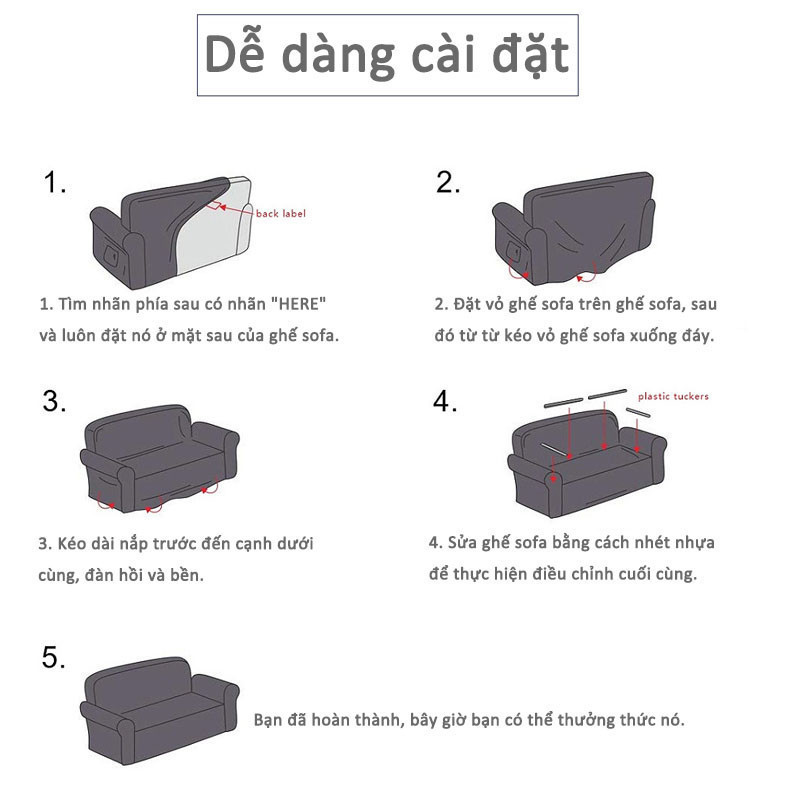 Vỏ Bọc Sofa Có Nệm Rời, Vỏ ghế sofa bọc nệm, Vải Jacquard Co Giãn Thoáng Mát, Chống Thấm Nước